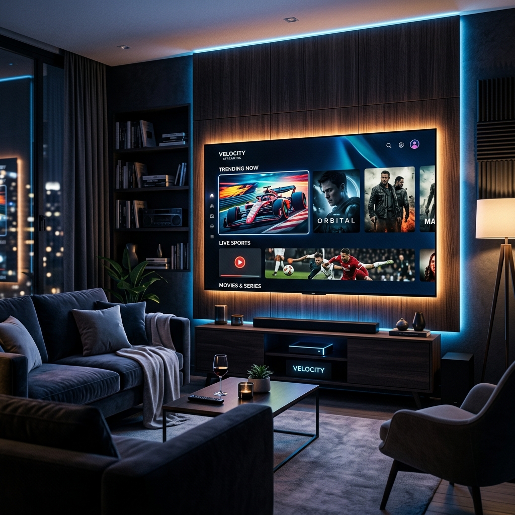 Interface moderna de IPTV na Smart TV